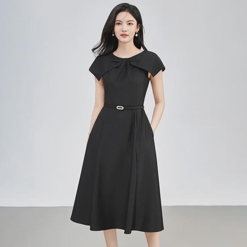 Elegant French Fashion Cape Sleeve Slim Dress