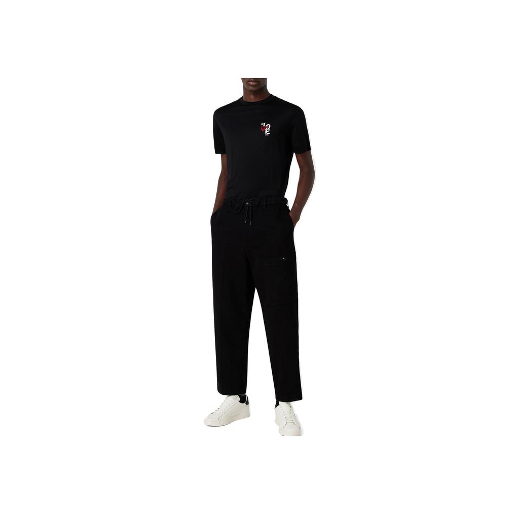 Emporio Armani FW23 Limited Edition Letter Logo Pattern Round Neck Short Sleeve T-Shirt Men Tops Black 6R1TB7-1JUVZ-0999