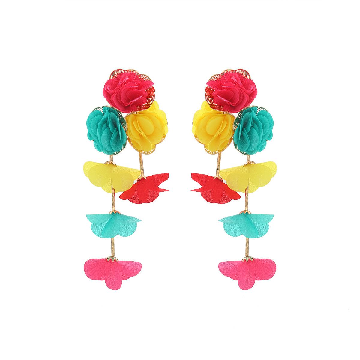 

Earrings with chiffon flowers, multi-layered niche design, versatile and high-end earrings for women EH006-10