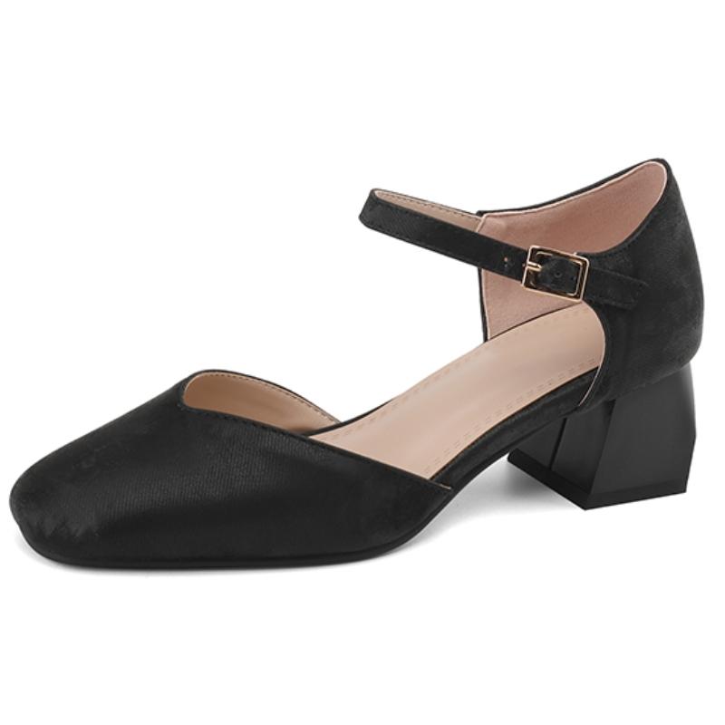 

Элегантные женские сандалии Летняя обувь 2024 Ремешок на щиколотке Низкий каблук D Orsay Закрытый носок Черный Зеленый Обувь для вечеринок для девочек 39 чёрный