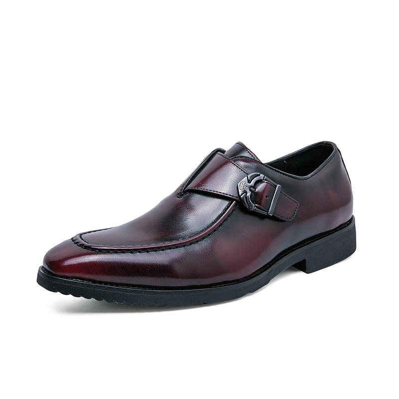 Fashion High End Brand Men's Banquet Formal Shoes Low Heel Retro Red Men's Business Casual Shoes High-quality Work Leather Shoes