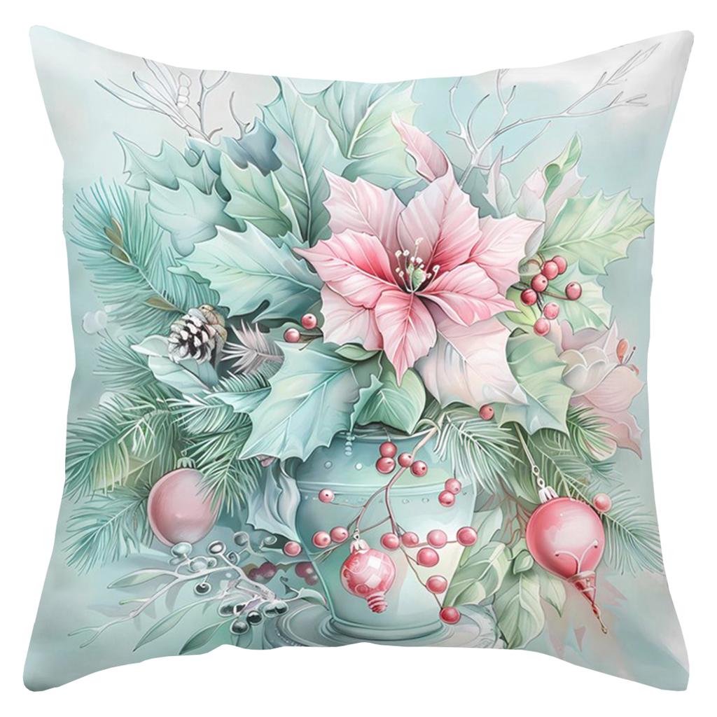 Christmas Floral Patterned Decorative Throw Pillows Polyester pillowcase, sofa decorative cushion cov Headboard Pillow