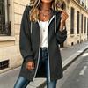 Chaqueta Larga con Capucha y Doble Cremallera para Mujer con Mangas Largas y Bolsillos
