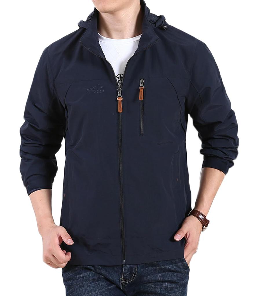 LLHfashion Solid Size M Men's Windbreaker/Mountain Parka, Autumn/Winter Casual/Business Style, Windproof, Water-Repellent, Stylish, Lightweight,