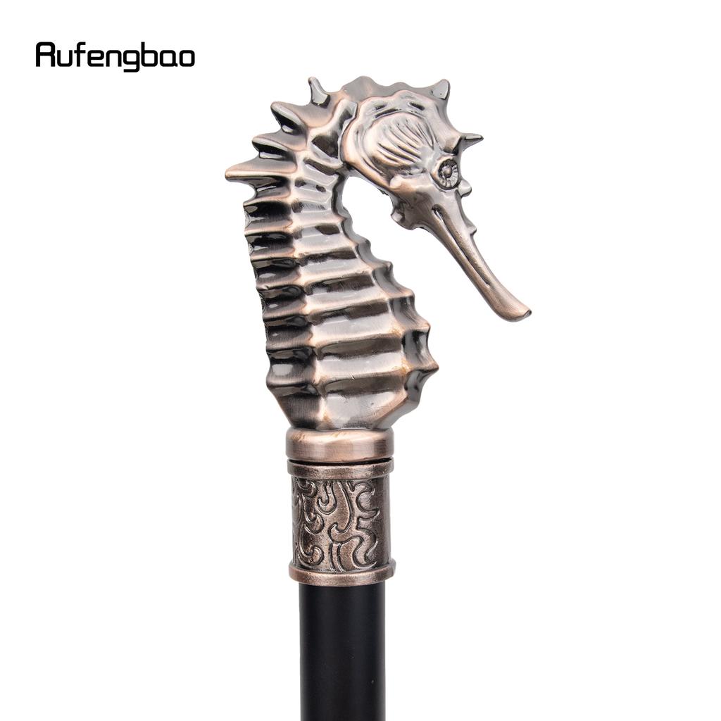 Red Copper Luxury Seahorse Hippocampus Walking Cane Fashion Decorative Stick Gentleman Elegant Cosplay Cane Knob Crosier 93cm