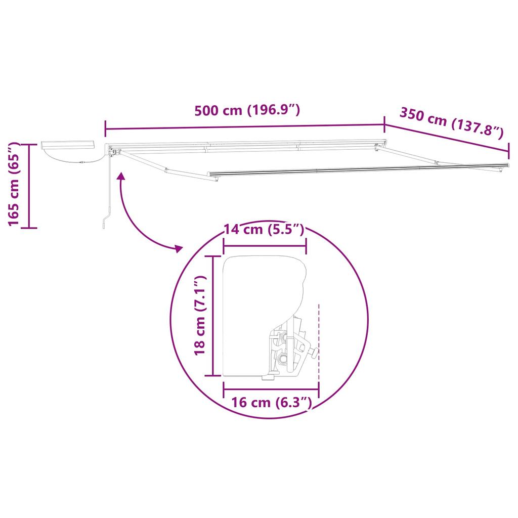 Electric Retractable Awning Red and White 5 X 3.5 M