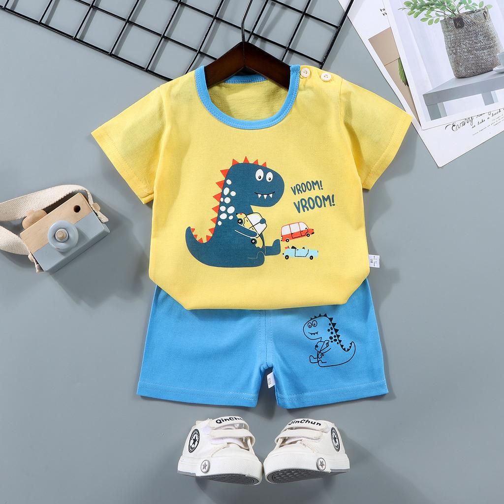 Childrens Short-Sleeve Sets Cotton Boys T-Shirts Baby Summer Clothing Girls Shorts Infant Clothing Summer Clothing