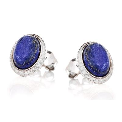 [R3819] – Silberne „Meghan“-Ohrringe mit Lapislazuli (Rhodium) - 10 x 8 mm