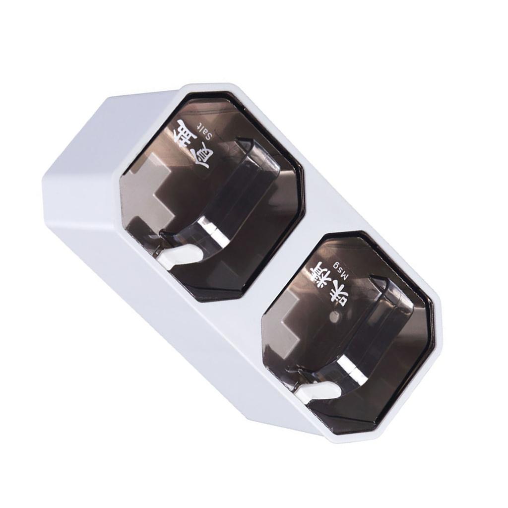Wall Mounted Spice Box 2 Compartment Integrated Spoon Seasoning Box with Handle for Kitchens