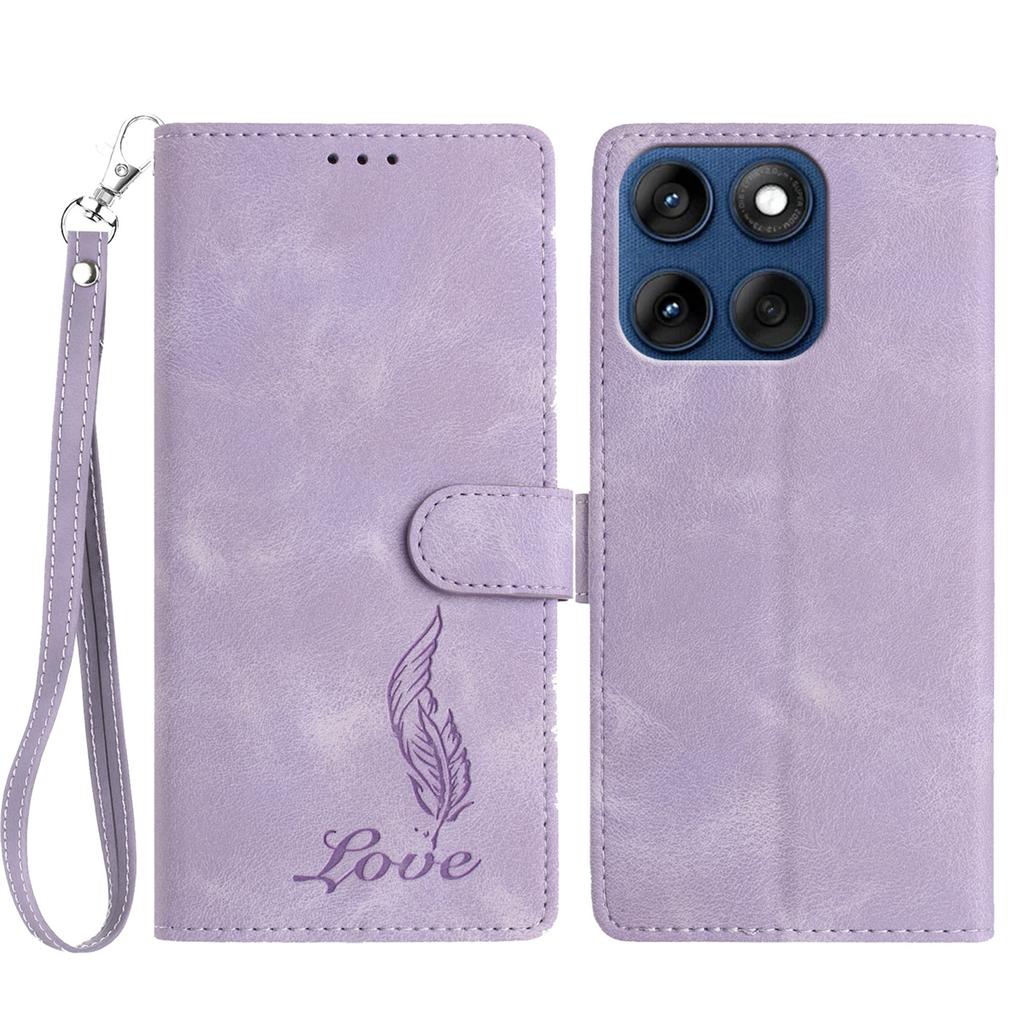 Kielkalligraphie Feder Geprägtes Muster Flip Card Design Brieftasche Hülle für Motorola Moto E13 E20 G05 G54 Edge 40...(8-Farben)