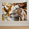 2D Background, with Unique Charm Lion Background Wall Cloth, with Flowing Mane Line In Brown Print Tapestry Home Decoration