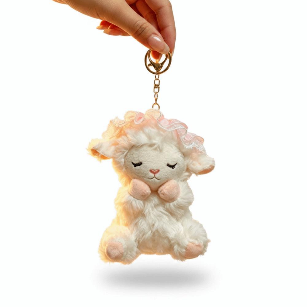 Polyester Filling Lamb Plush Keychain Curly Fur Lamb Keyring Cute Sheep Bag Charm Key Accessories