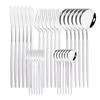 30pcs Gold Dinnerware Set Stainless Steel Dinner Knife Fork Coffee Spoon Teaspoon Flatware Dishwasher Safe Kitchen Tableware Set