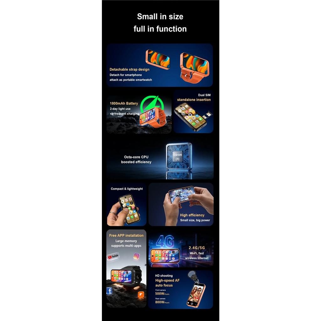 PG999 Smartwatch Phone Touch Screen GPS Wi-Fi Octa-Core Powerhouse HD Cameras Android Dual SIM Dual StandbGlobal Connect Buy now