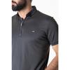 Men's Black Premium Zipper Detailed Polo Neck T-shirt