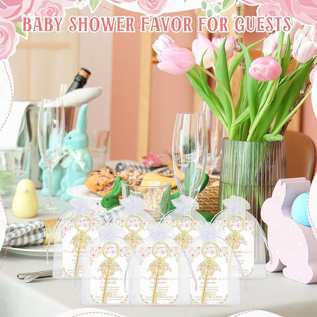 50 Sets Baby Shower Bottle Opener Favors Included Bottle Opener Keychain Crown Charms Keychain Thank You Cards Organza Bags Baby Shower Return Gifts