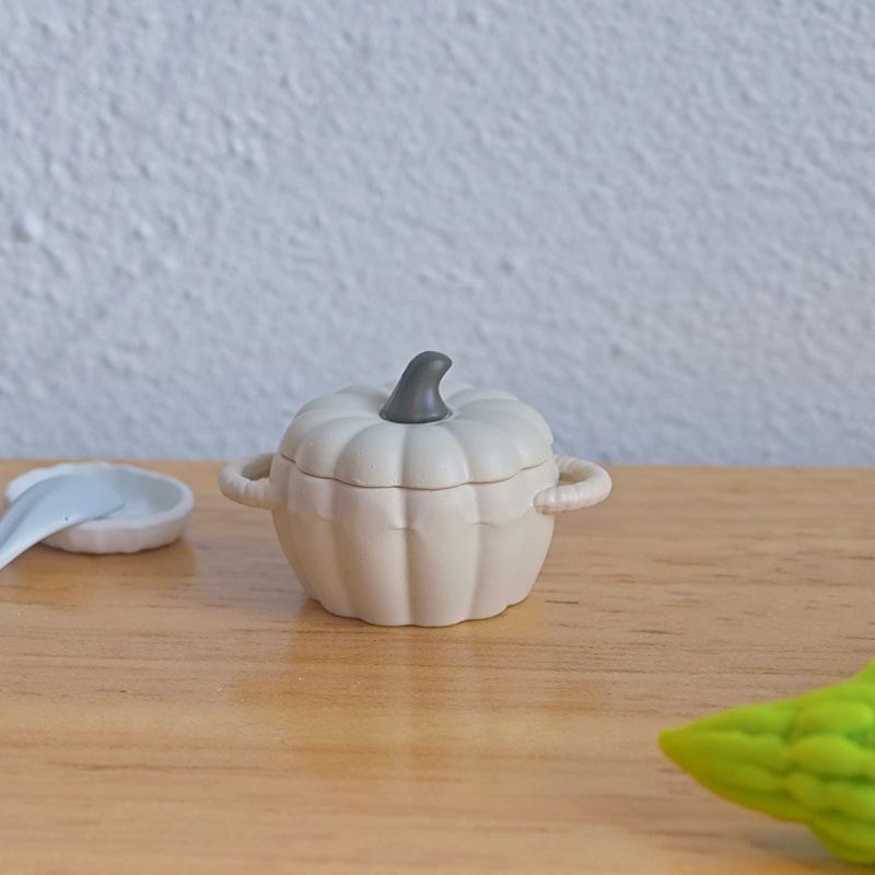 

1pc Mini Pumpkin Soup Pot Ornament Perfect for Dollhouse Mini Kitchen Holiday Gift No Electricity Required decoration home decor