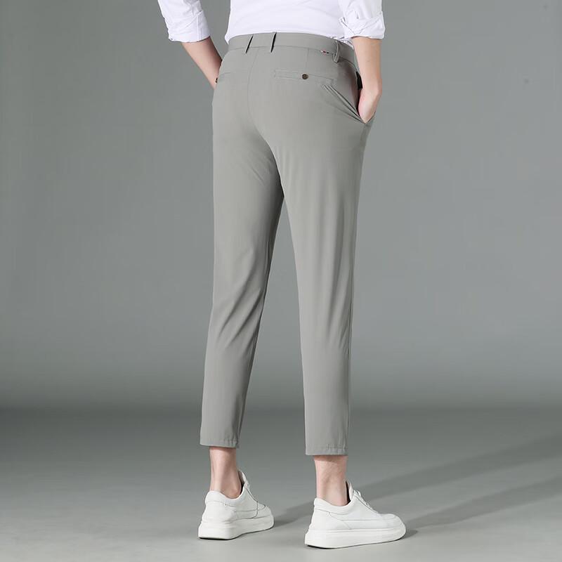 Men's Casual Cropped Straight-Leg Pants