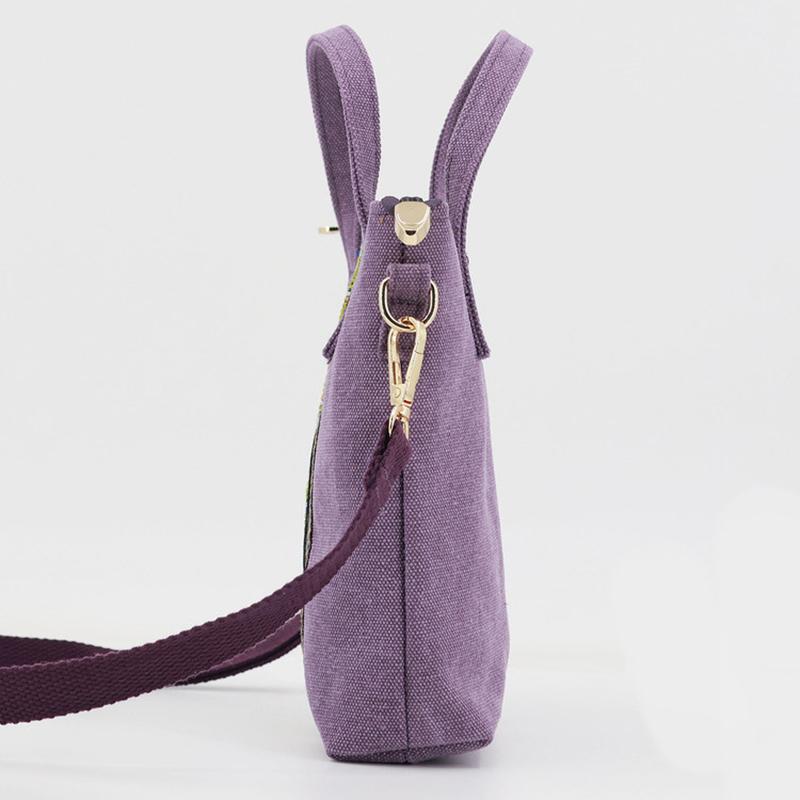 Ethnische Stil Stickerei Messenger Bag Damen Canvas Tasche kleine Handtasche