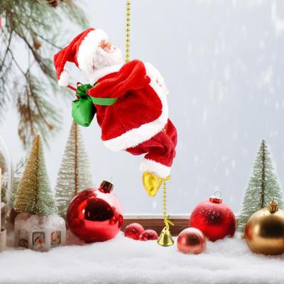 Kerstman Muzikaal Klimtouw Elektrische Klimmende Kerstman aan Touw Klimt Op en Neer Kerst Hangdecoratie voor Kerstboom Open Haard Huisdecoratie
