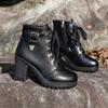 Women Boots Fashion Luxury Lace Up Ankle Boots Platform Artificial Leather High Heels Shoes Women New Trend Retro Outdoor Boots