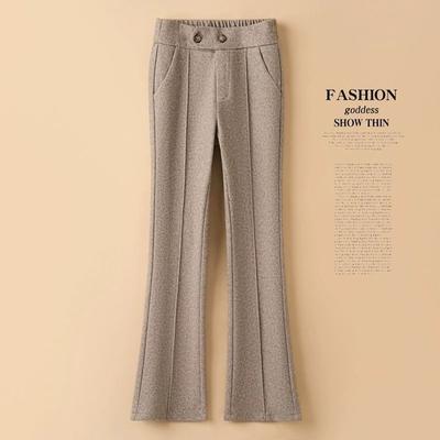 Women's Woolen Trousers Autumn Winter Fleece Elegant Straight Harem Pants Korean Version Female Warm Blazer Casual Pants