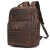 Double Layer Leather backpack For Men Large Capacity Travel Bag Business Computer Bag with USB Charging Laptop Backpacks