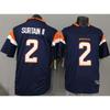 Mens American Football Jersey Retro Style Embroidered Team Deep Blue Cotton Blend Short Sleeve Top