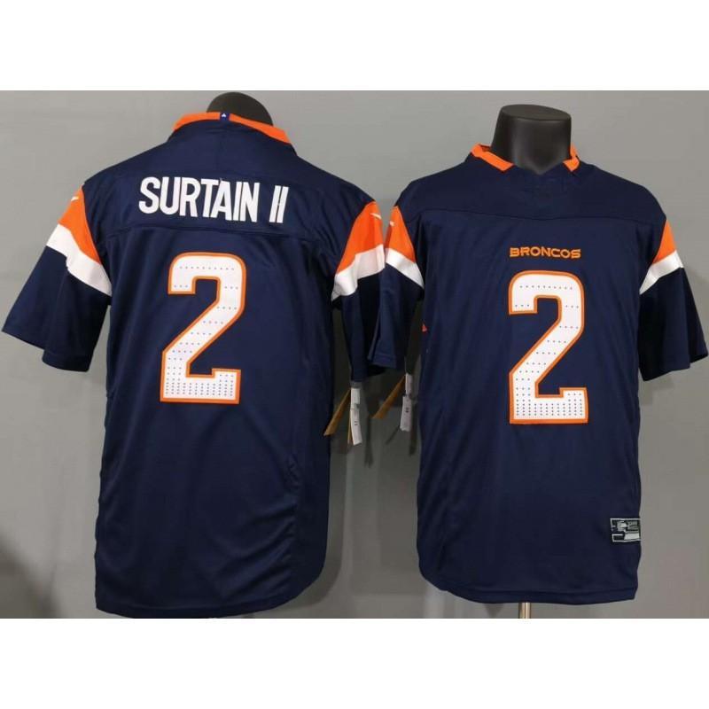 Mens American Football Jersey Retro Style Embroidered Team Deep Blue Cotton Blend Short Sleeve Top