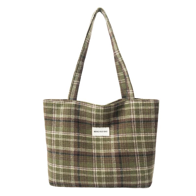 Große Kapazität Unordentlichkeitstasche Wollkaromuster Schulter Tragetasche