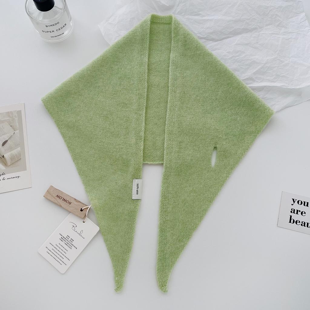 New Korea Styles 100% Wool Knitted Triangular Scarf Women Winter Warm Decorate Headscarf Shawl Neckerchief Hijab Pashmina