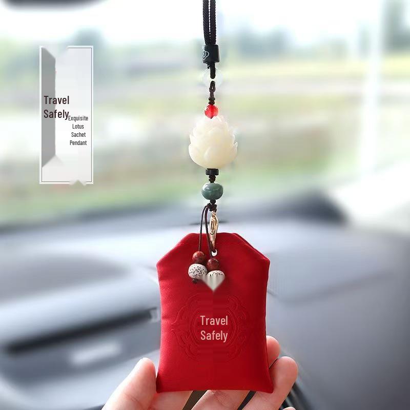 

Lotus Scented Car Pendant Amulet - Unisex Rearview Mirror Ornament, TikTok Style.