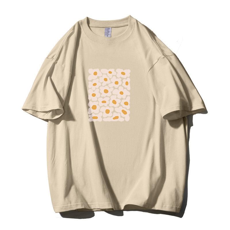 Shellsuning Oversized Art Printed T-shirts Women Summer Fashion Vintage 100% Cotton Soft Streetwear Couple Clothes Basic Tees Female Harajuku Tops