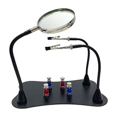 Sutekus Soldering Stand, Welding Tool, Soldering Arm with Magnifying Glass, Magnetic Stand, Improved Stability, PCB Holder Included, Flexible Metal Ar