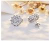 New Arrival Trendy Round Exquisite  Sterling Silver Flower Stud Earrings for Women Fashion Cubic Zirconia Crystal