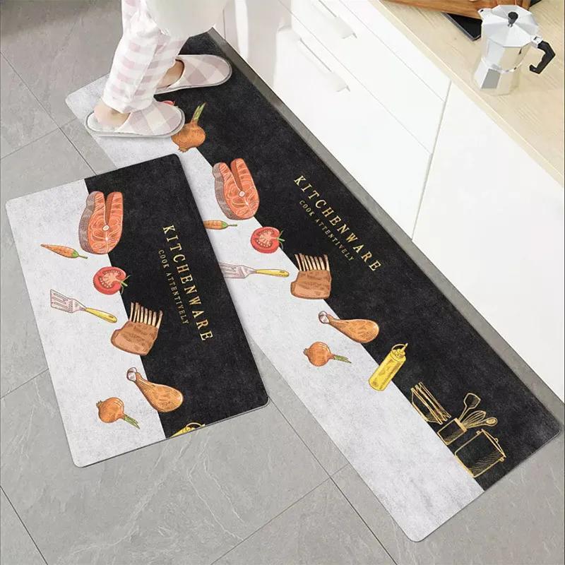 

Oilproof Kitchen Rug Anti-Slip Bathroom Bath Floor Carpet Home Living Room Rug Entrance Door Mat Kitchen Mats Waterproof Modern 40cmx60cm