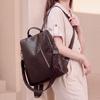 Stylish Leather Women Backpack Casual Travel School Bag with Front Zipper Pocket