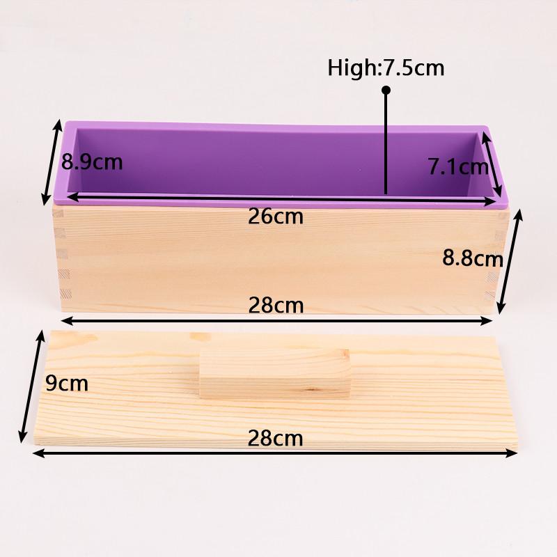 1200ml Rectangle Silicone Soap Mold Wooden Box With Cover DIY Handmade Form Soap Craft Mousse Cake Toast Loaf Baking Mould Tools