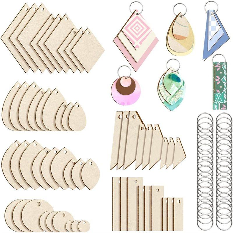 

Unfinished Wooden Earrings Blanks(380 Pieces) Wood Earing Blanks 180 Pieces Wood Pendants With 200 Pieces Jump Rings
