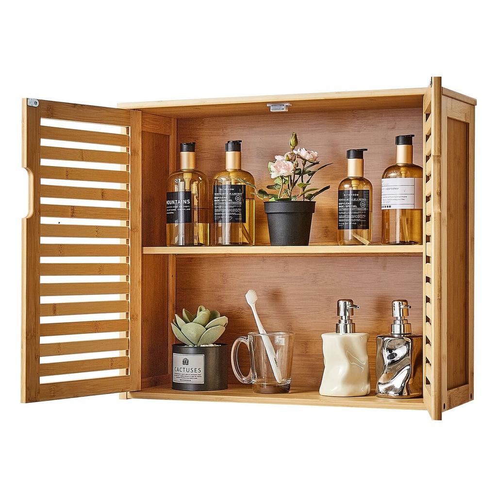 Bathroom Wall Cabinet, 2 Doors and Adjustable Shelf with 3 Height Levels, Over the Toilet Storage Medicine Cabinet Wall Mounted, Hanging Organizer