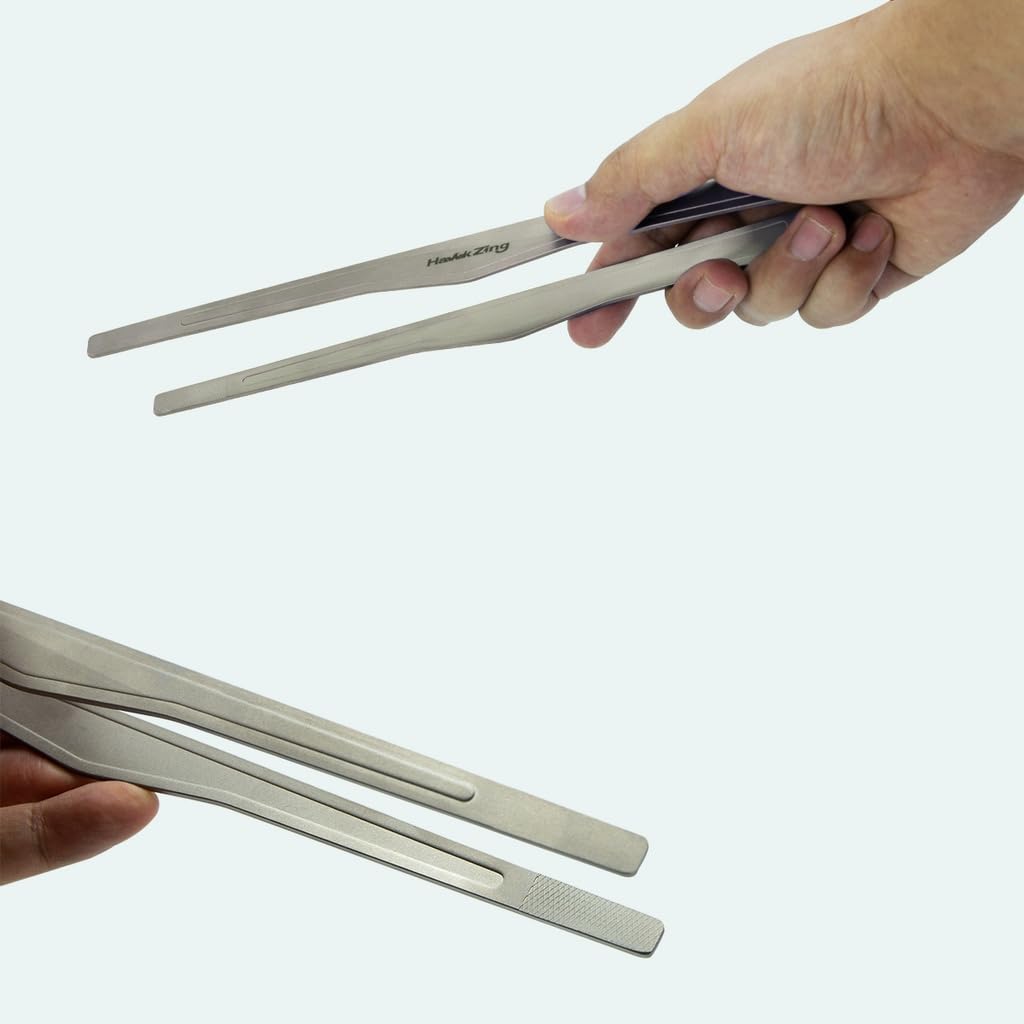 Hawk Zing Titanium Yakiniku Barbecue of Titanium Tongs, Tongs, Rust-proof, Heat-resistant, Antibacterial, Lightweight, Anti-slip, BBQ, Camping, (Pack