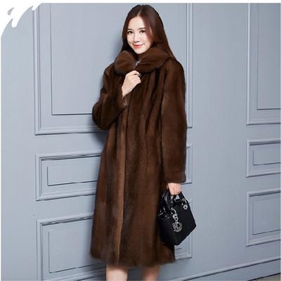 Folklore Autumn and Winter Long Faux Fur Coat and Mink Fur Lapel Jacket