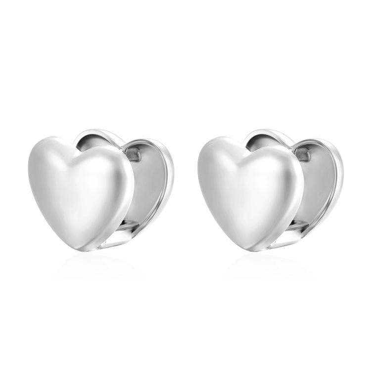 European and American Fashion Trend Stainless Steel Double-sided Love Ear Buckle Women's Simple Love Smooth Niche Design Earrings