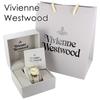 Vivienne Westwood Women's Leather Watch with Shopper Bag, Black, White, and Pink, with Orb Charm (VV006WHWH, White Shopper Bag Included)