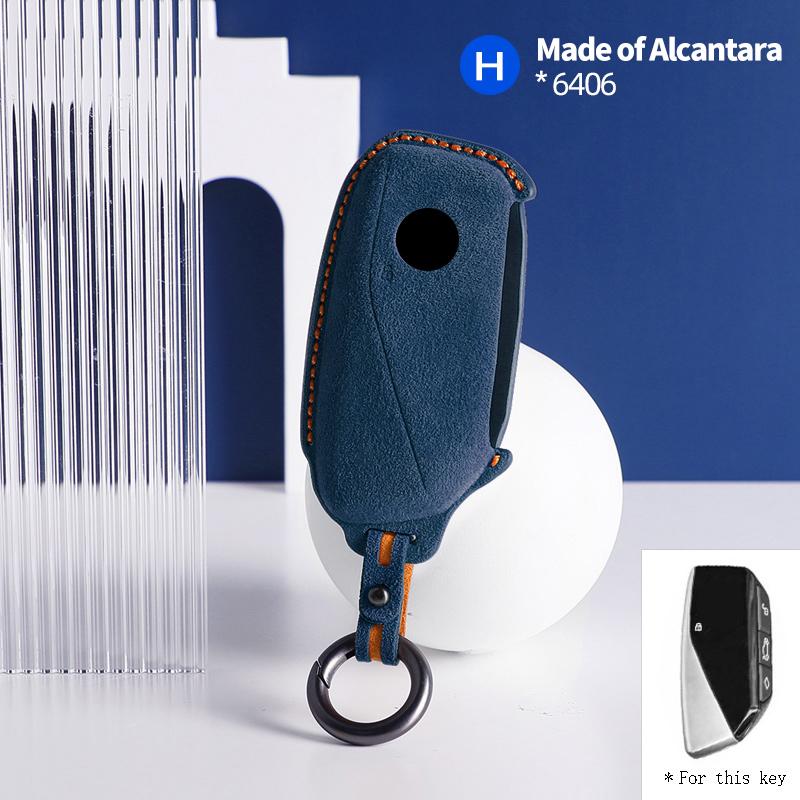 Interior Mouldings Alcantara Car Key Case Shell Cover For BMW Series 7 735 i 740 Li X7 X1 U11 2023 I7 G07 LCI XM Keychain Protec