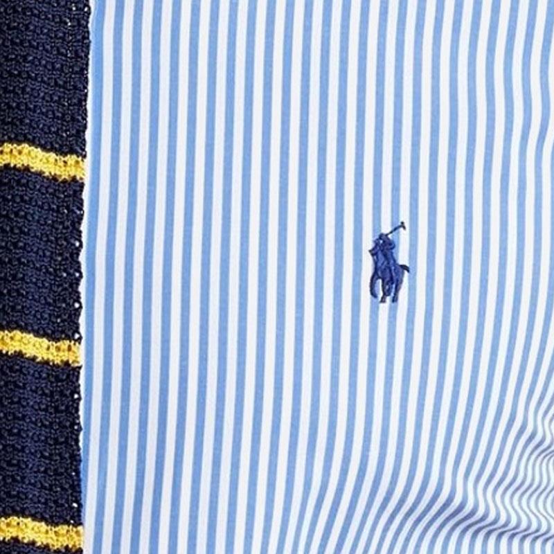 Polo Ralph Lauren SS23 Classic Striped Stretch Poplin Long Sleeve Shirt Men shirts Blue MNPOWOV16822317-400