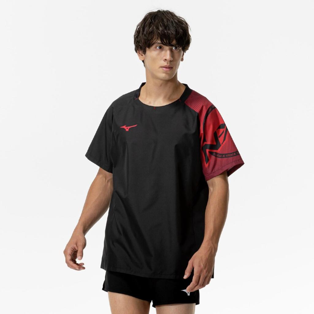 Volleyball wear N-XT Short-sleeved training jacket/windbreaker shirt for club activities V2MEC000 Unisex Black/Red XL