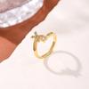 Copper Inlaid Zircon Alphabet Ring: Women's Fashionable Adjustable Open Ring