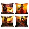 Federa per Cuscino Tramonto Africano Poliestere Stampato 45x45cm Cuscino Decorativo per Divano Federa per Cuscino Arredamento Casa