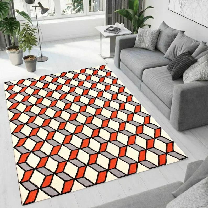 Vintage Floral Area Rug Cream Red and Gold Wildflower Design Living Room and Bedroom Retro Home Decoration Carpets